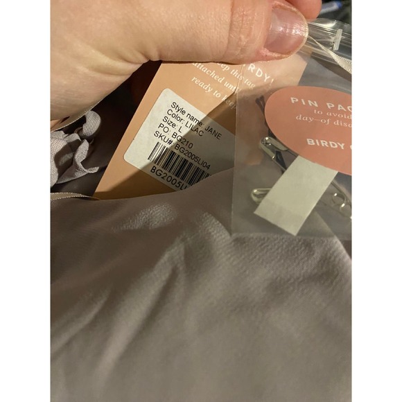 NWT Birdy Grey Jane Convertible Maxi Dress Cold-Shoulder V-Neck Chiffon Lilac L - Picture 7 of 8